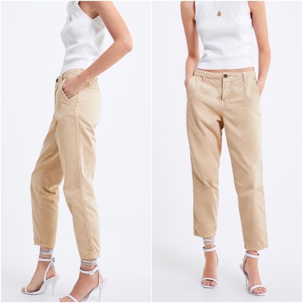 nwt // zara the new chino pants in vintage vanilla